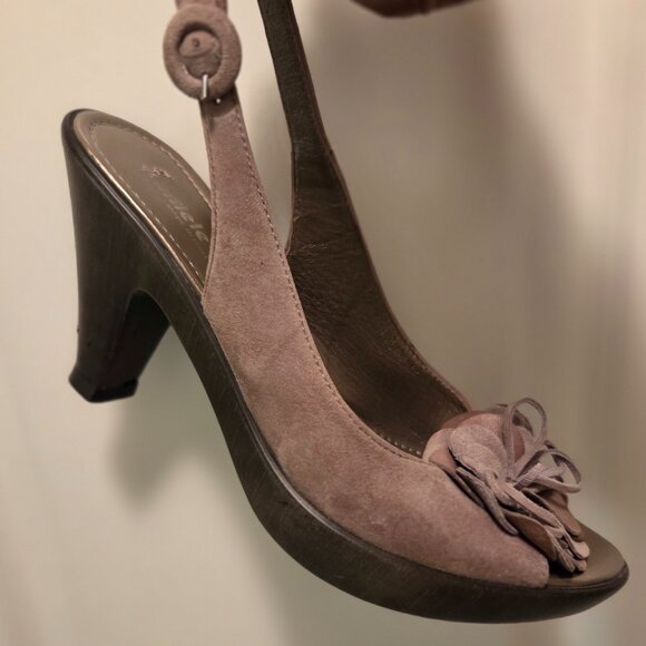 DANIELE TUCCI Women's Brushed Suede Leather Upper Open Toe Slingback Heels 7.5M - Picture 10 of 15